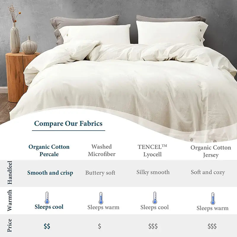 White Washed Cotton Duvet Cover Set with Pillowcases
