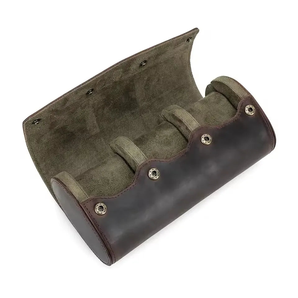 Watch Travel Case Vintage Genuine Leather Watch Roll Travel Case Organizer Display Case1/2/3/4/6/8Slots Watch Box Organizer Gift