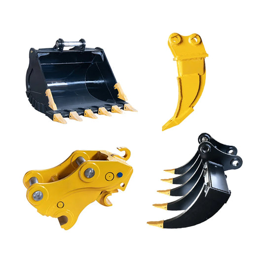Mini Excavator Attachments Set – Bucket, Thumb, Earth Auger, Quick Hitch & Hydraulic Breaker