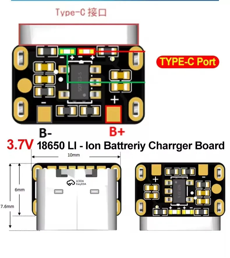 1-20PCS Mini Lithium Battery Charging Board Module 3.7V 4.2V 18650 Lithium Battery Charger Protection Board Type-C Interface