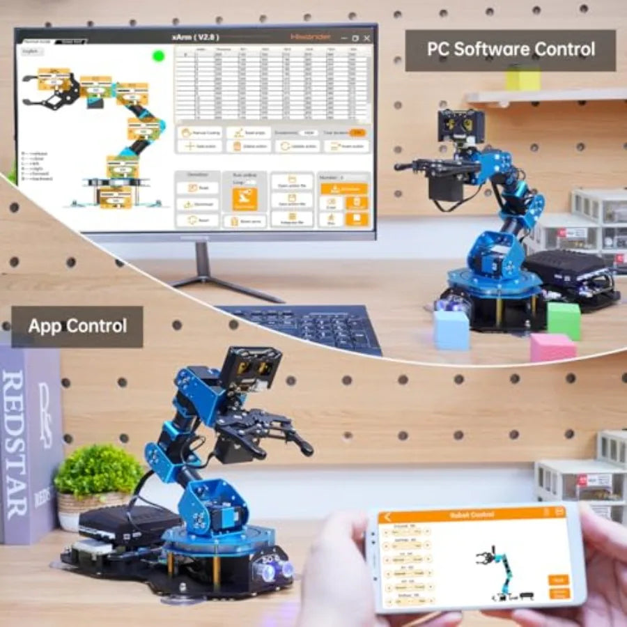 STEM Robotic Arm Kit – 6DOF Aluminum Alloy with AI Vision & Voice Control for Arduino, Scratch & Python