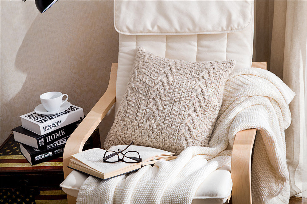 V-Shaped Knitted Pillow Cover for Home Decor