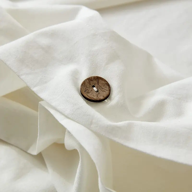 White Washed Cotton Duvet Cover Set with Pillowcases