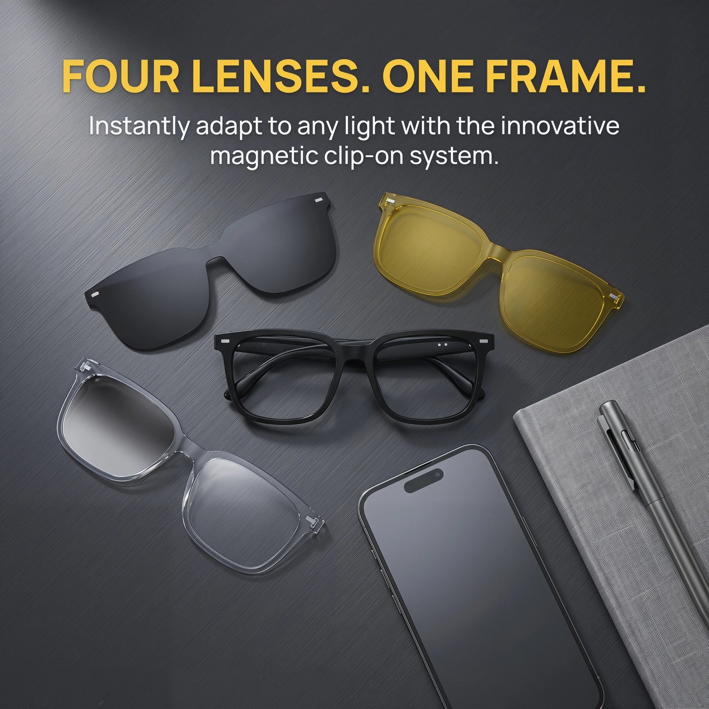 AI Open-Ear Bluetooth Glasses Magnetic Suction Lenses Real-time Translation Calls&Music Global Travel Trade Communication