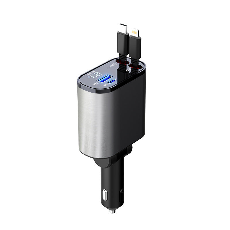 100W Metal Car Charger with USB and Type-C Adapter