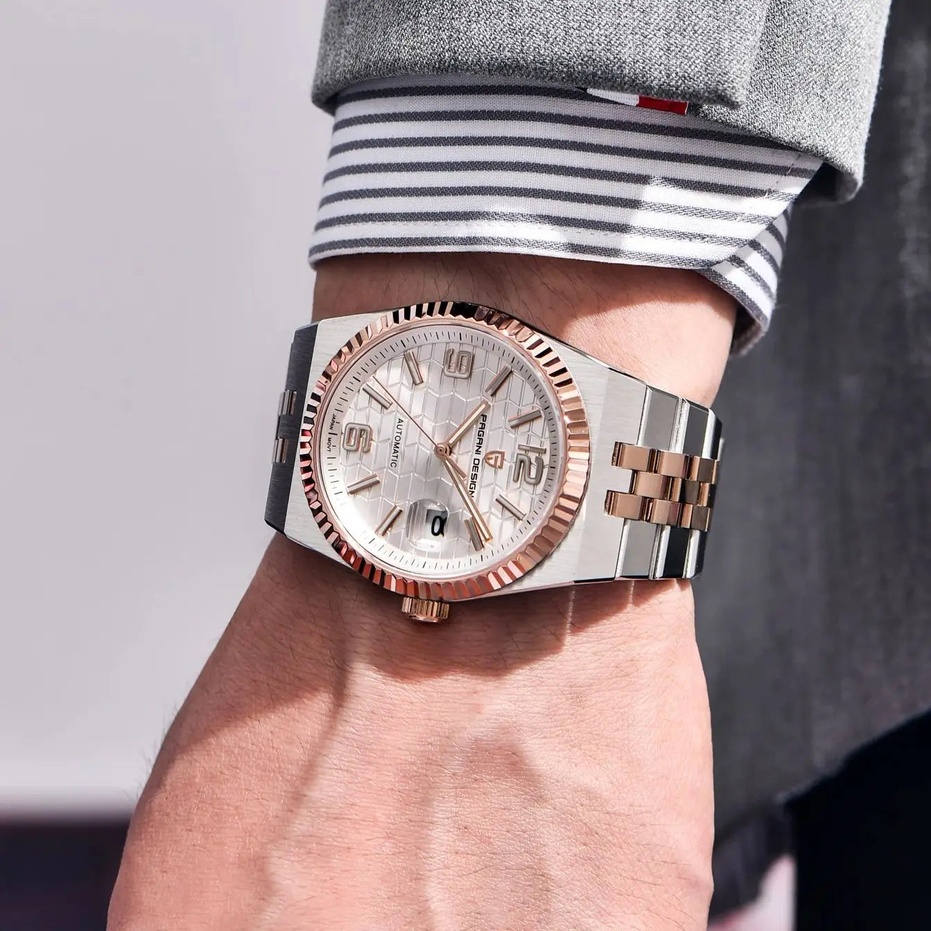 PAGANI DESIGN Men's Automatic Watch – Rose Gold, MIYOTA 8215, Sapphire Crystal, Luxury Mechanical