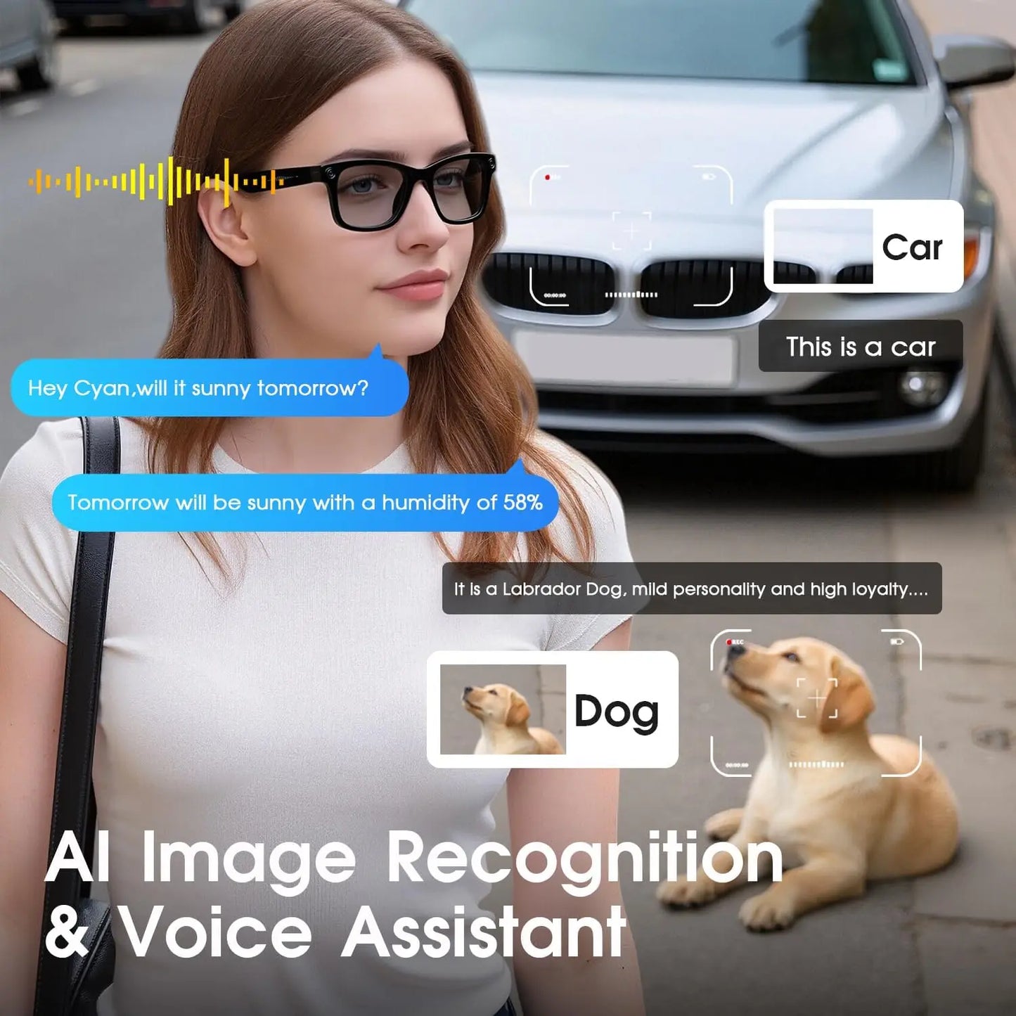 8MP AI Smart Camera Glasses – 4K Video, AI Translation, Color-Change Lenses, IP65, 32GB