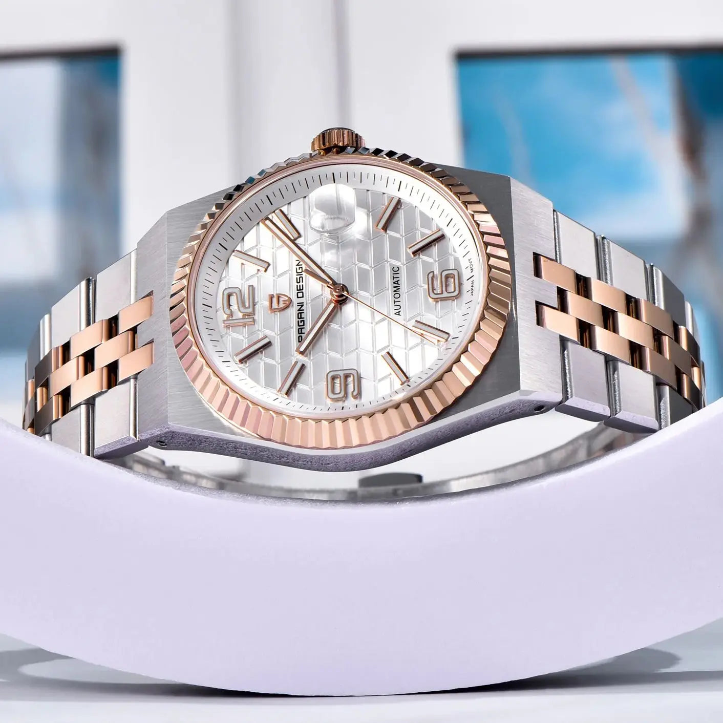 PAGANI DESIGN Men's Automatic Watch – Rose Gold, MIYOTA 8215, Sapphire Crystal, Luxury Mechanical