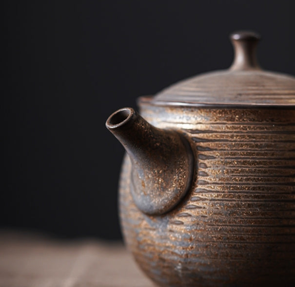 Ceramic Zen Style Black Clay Teapot with Filter