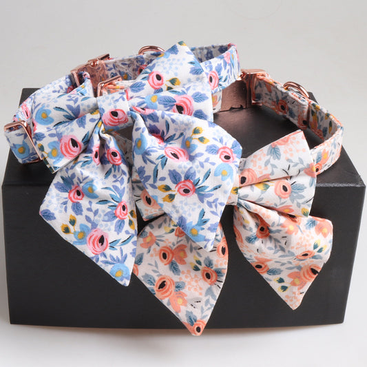 Fashionable Dog Collar with Bow and Print Design