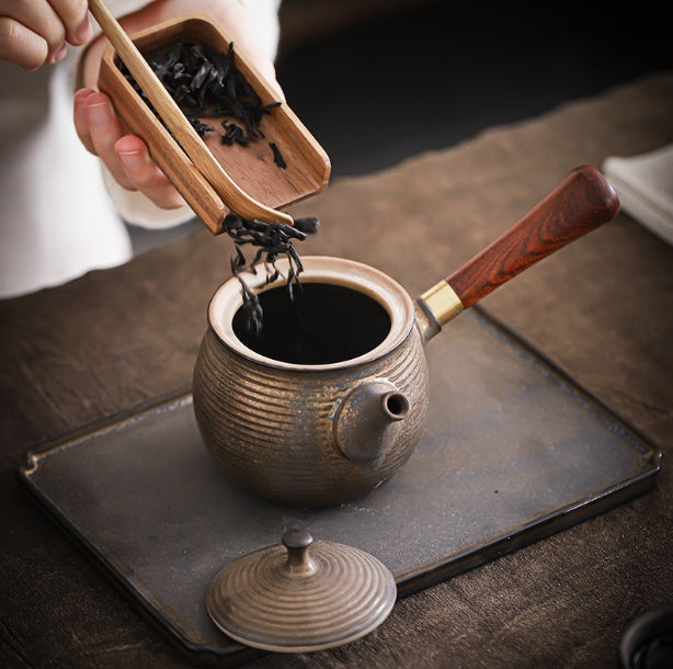 Ceramic Zen Style Black Clay Teapot with Filter