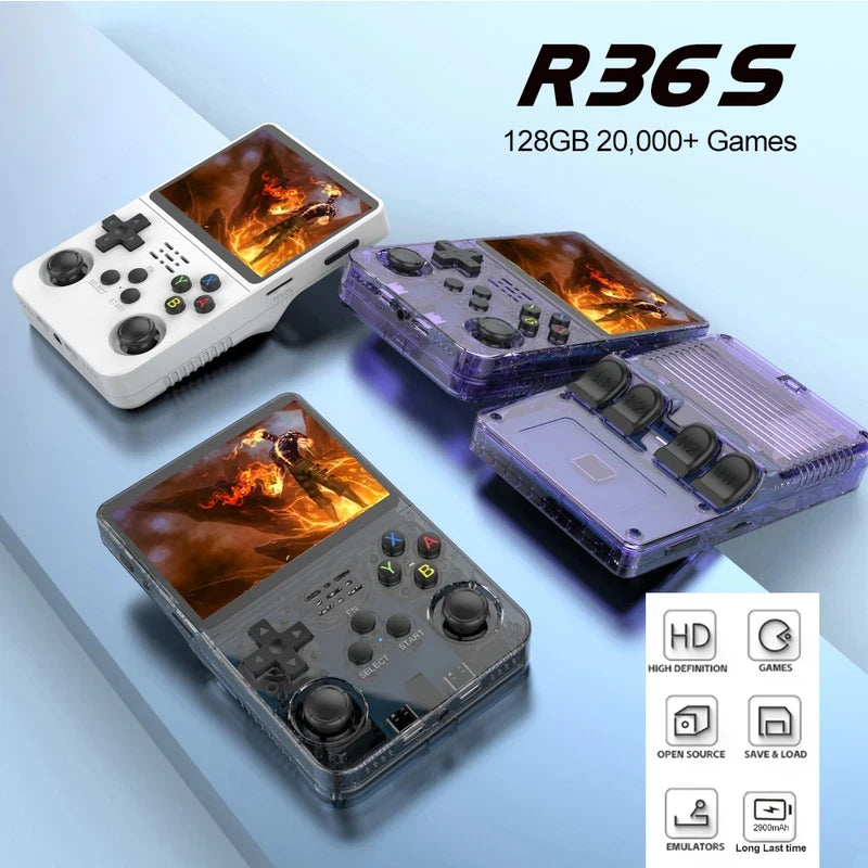 R36S Retro Handheld Game Console – 3.5" IPS Screen, 20,000+ Games, Linux, Portable