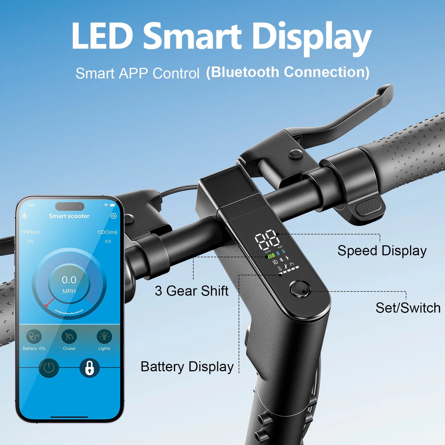 A19 Adult Electric Scooter – 500W, 36V 15Ah, 35km/h, 50-60KM Range, Foldable with Air Tires
