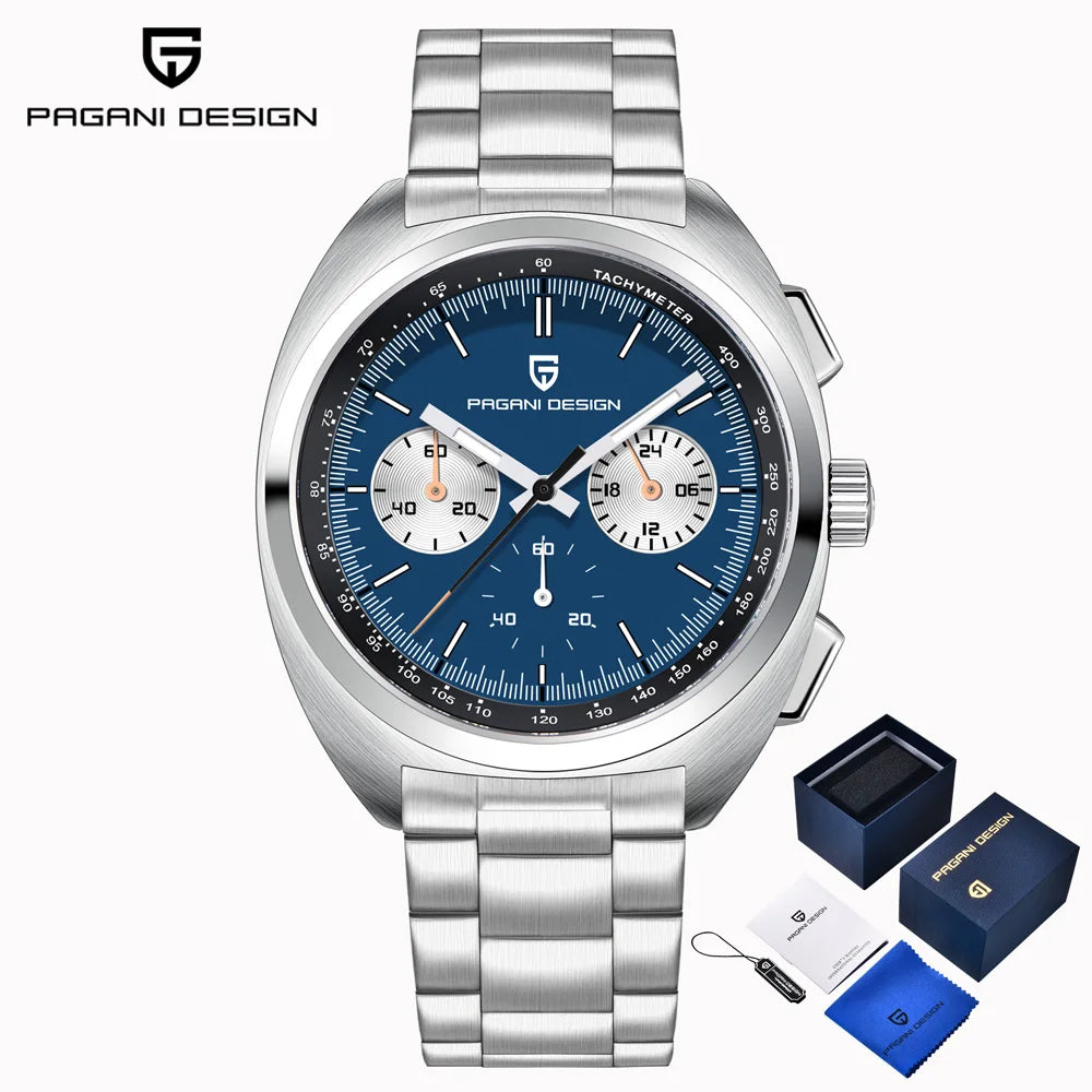 PAGANI DESIGN 2026 New Panda Dial Men's Watch Luxury Sapphire Glass Quartz Watch For Men Japanese Vk63 Sports Chronograph  Watch