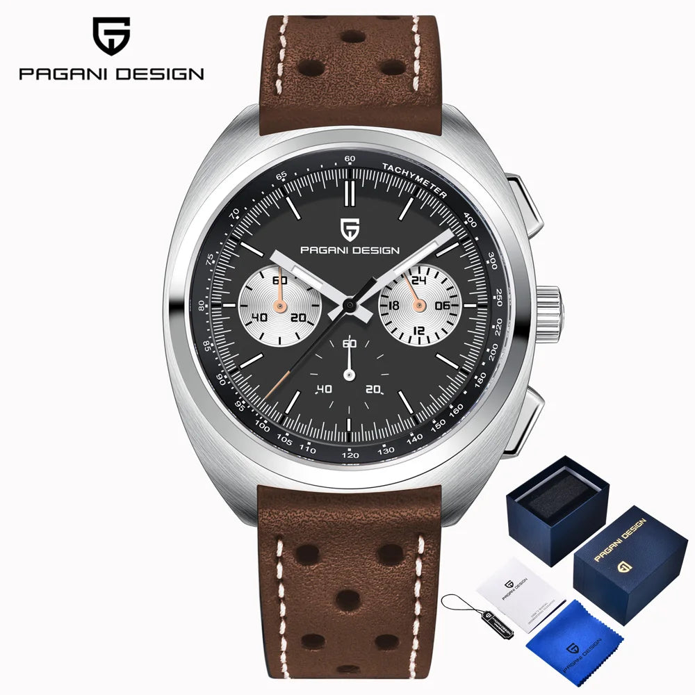PAGANI DESIGN 2026 New Panda Dial Men's Watch Luxury Sapphire Glass Quartz Watch For Men Japanese Vk63 Sports Chronograph  Watch