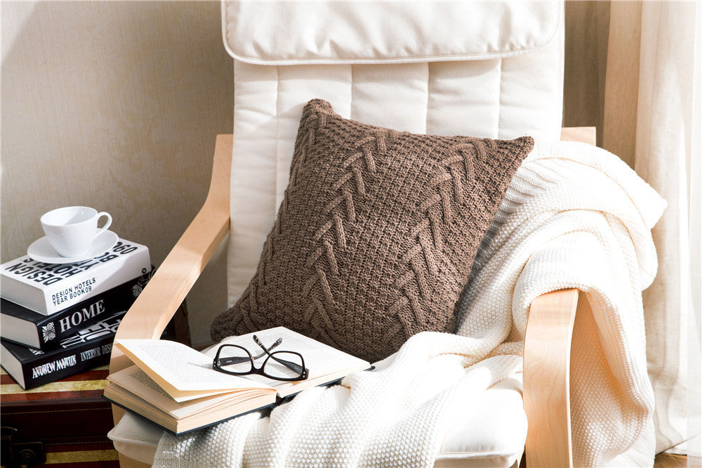 V-Shaped Knitted Pillow Cover for Home Decor
