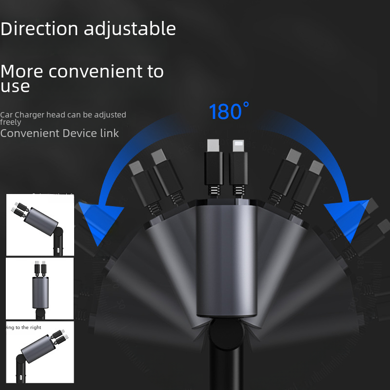 100W Metal Car Charger with USB and Type-C Adapter