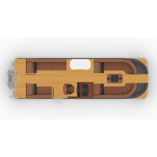 Luxury Pontoon Yacht with Outboard Motor – Fiberglass Hull Party Boat