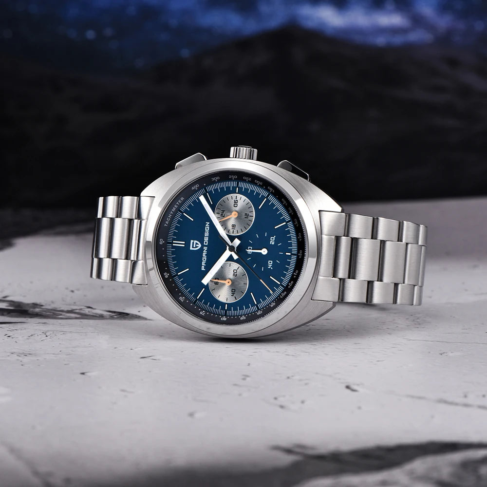 PAGANI DESIGN 2026 New Panda Dial Men's Watch Luxury Sapphire Glass Quartz Watch For Men Japanese Vk63 Sports Chronograph  Watch