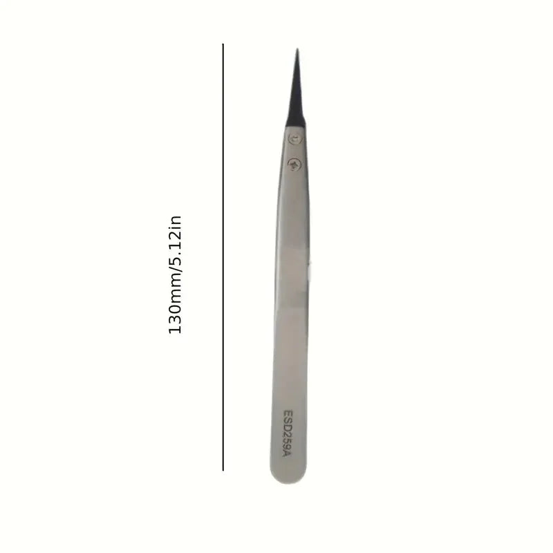 ESD-Safe Precision Tweezers – Anti-Static Heavy-Duty Metal Tips for Electronics & Jewelry Repair