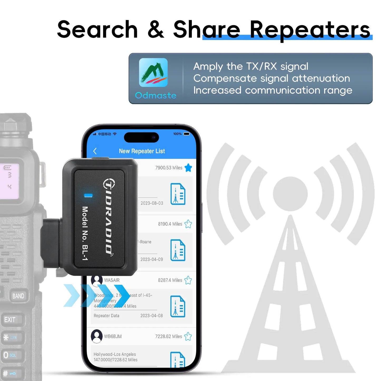 TIDRADIO Wireless Programmer Phone Programming for Walkie Talkie Multiple Model Search Repeaters For Quansheng UVK5 BF UV-5R