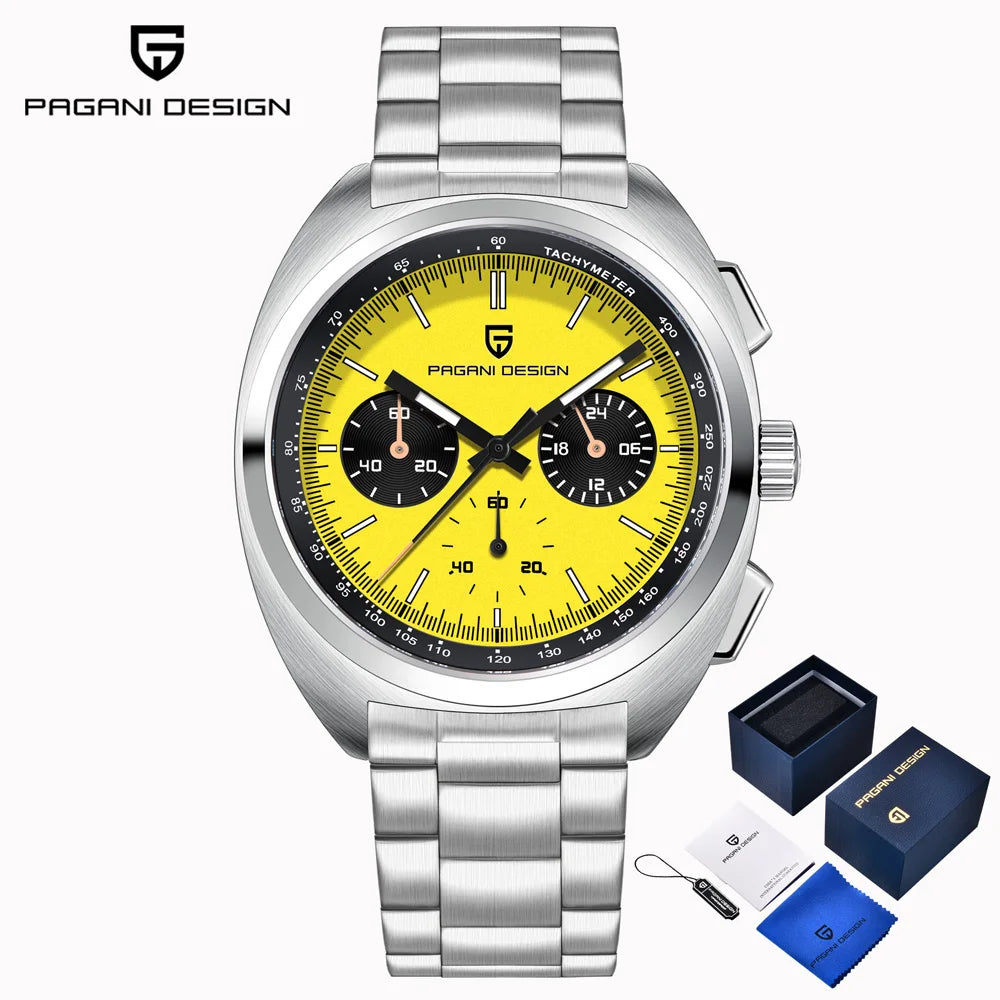 PAGANI DESIGN 2026 New Panda Dial Men's Watch Luxury Sapphire Glass Quartz Watch For Men Japanese Vk63 Sports Chronograph  Watch