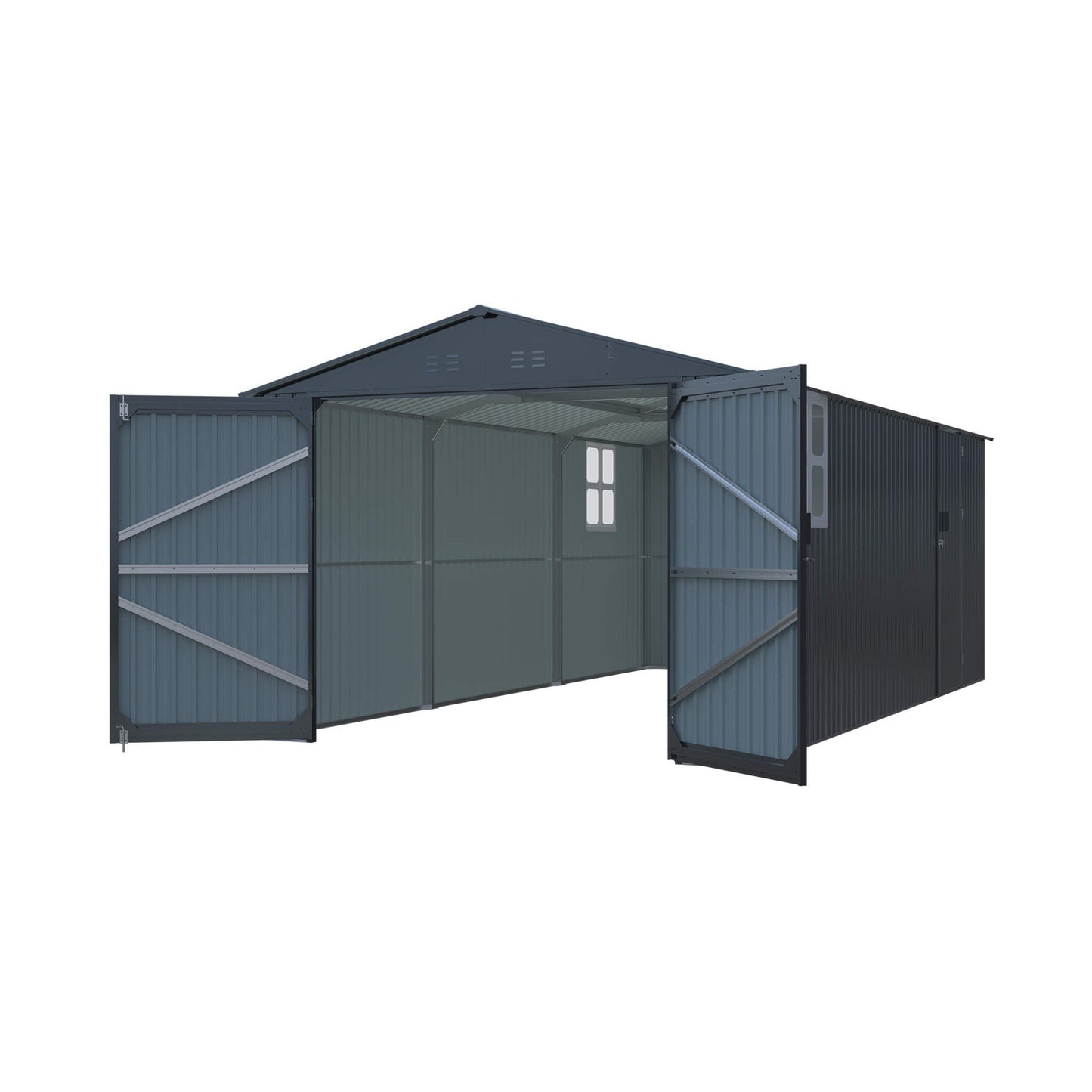 Alora Extra-Large Outdoor Galvanized Steel Outdoor Storage Shed With Skylight Roof (SAK42671)