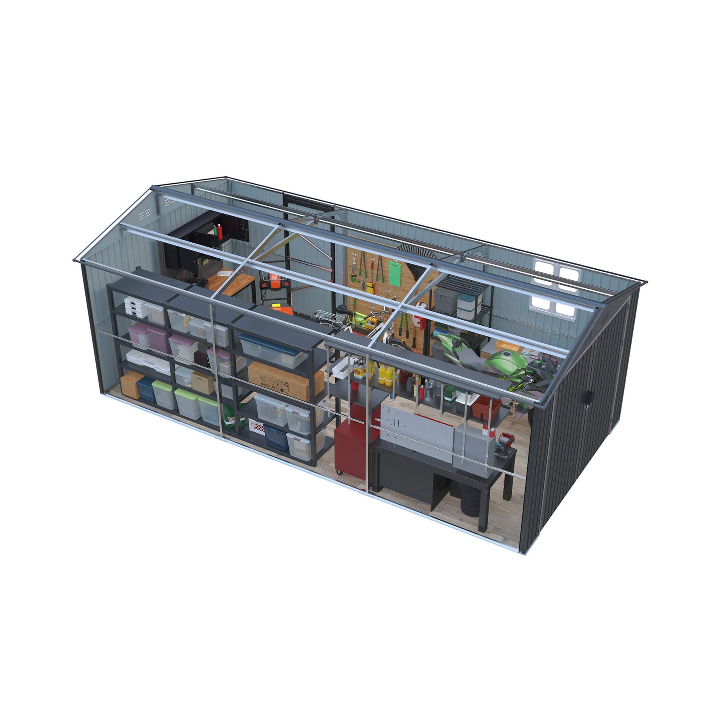 Alora Extra-Large Outdoor Galvanized Steel Outdoor Storage Shed With Skylight Roof (SAK42671)