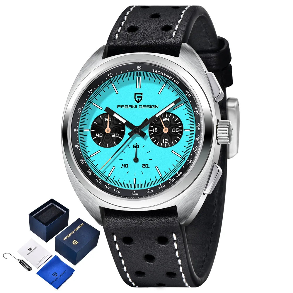 PAGANI DESIGN 2026 New Panda Dial Men's Watch Luxury Sapphire Glass Quartz Watch For Men Japanese Vk63 Sports Chronograph  Watch