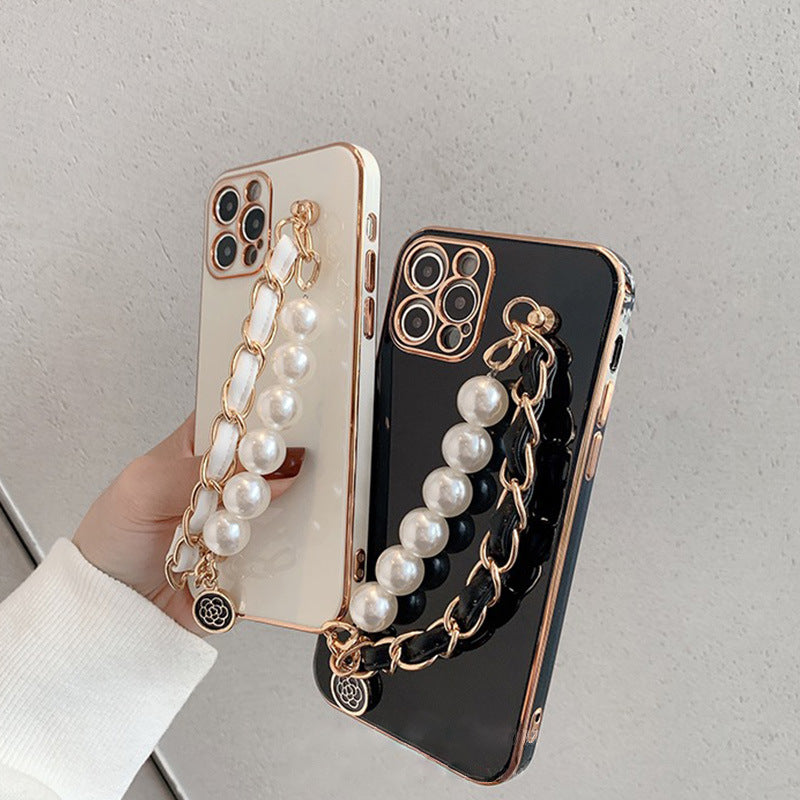 Mobile Phone Case with Plated Fine Hole Pearl Bracelet