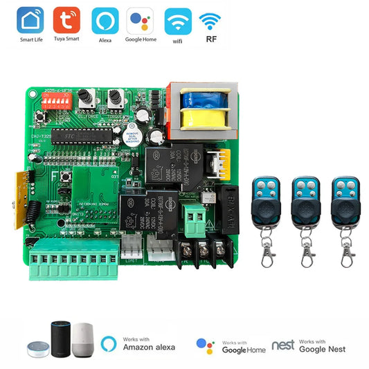 220V-230V AC Sliding Gate Motor Control Board WiFi Tuya Smart App LED Indicator Electric Door Motor with 433mhz Remote Control