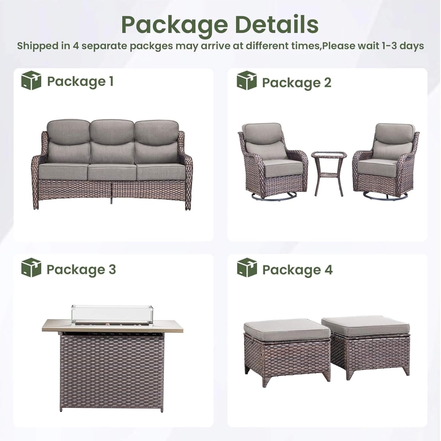 Alora Luxury 7-Piece Outdoor Patio Furniture Set With Fire Pit Table (SAK57391)