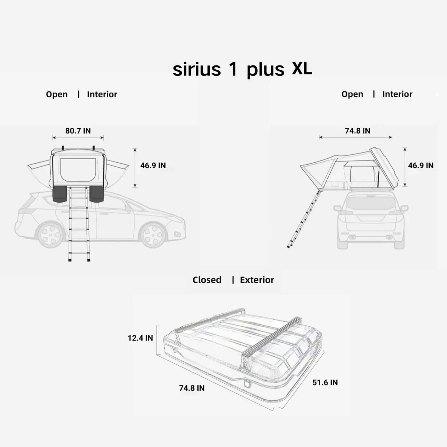 Naturnest Sirius 1 Plus XL Premium Hard Shell Rooftop Tent (SAK49317)