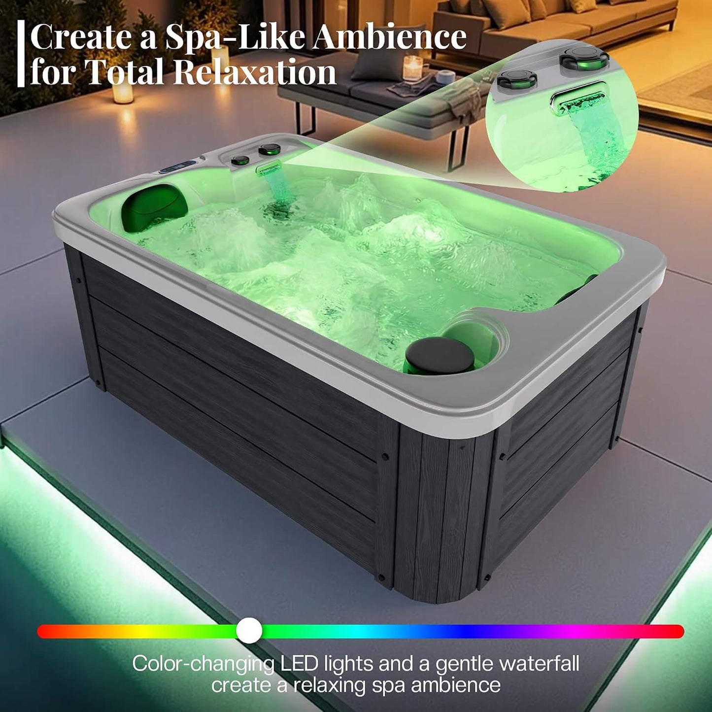 Nuvia Premium 2-Person Outdoor Hot Tub W/ 15 Stainless Steel Jets (SAK92015)